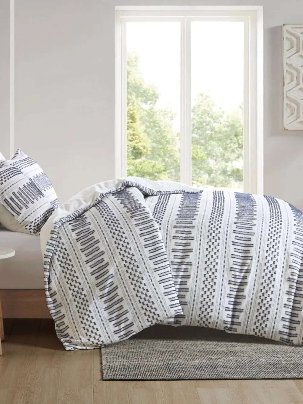 INK+IVY Rhea 100% Cotton Raised Pattern Comforter Mini Set - Charcoal - King NEW